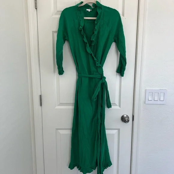 RHODE V-Neck Wrap Long Dress Size XS - Picture 3 of 12